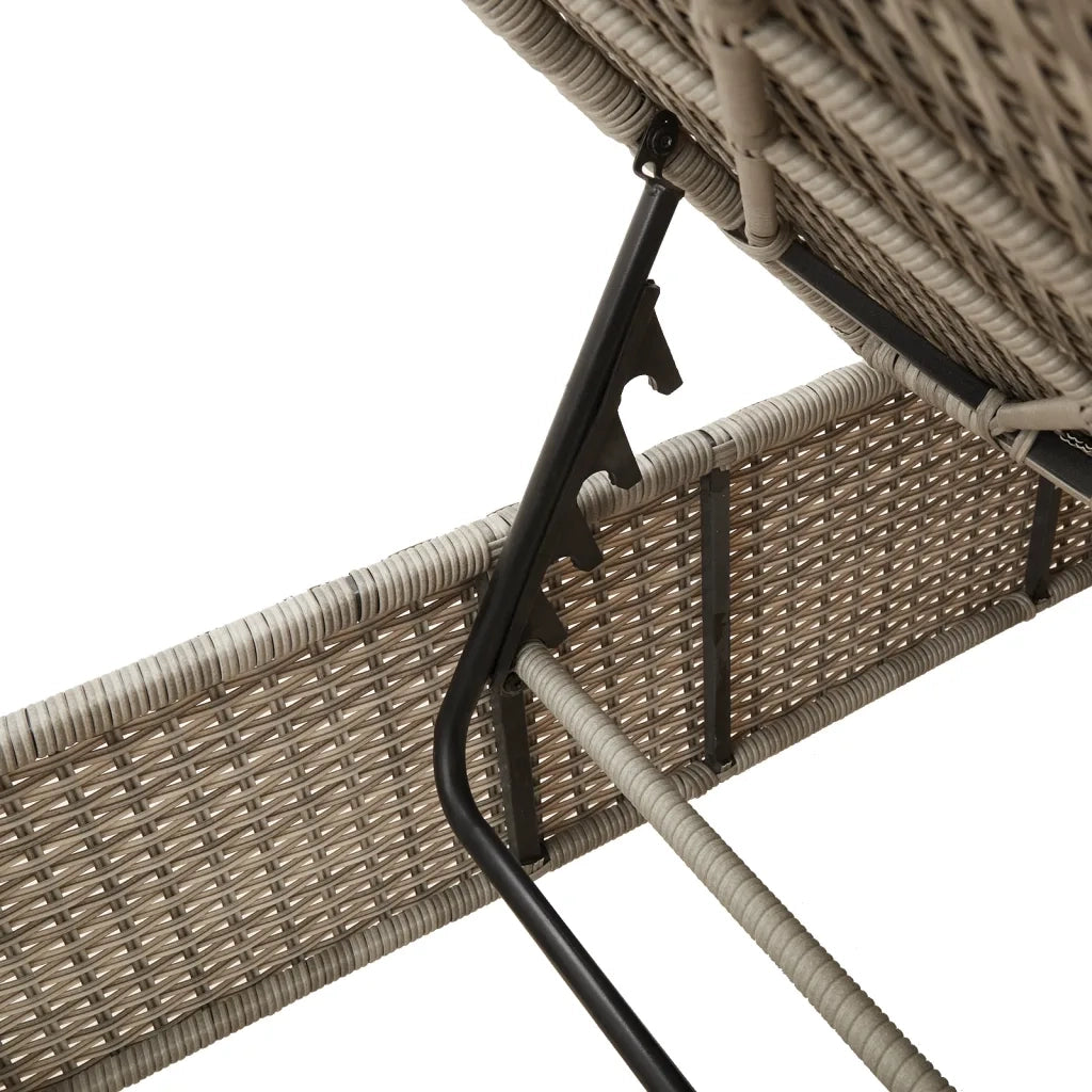 Lettino Prendisole con Cuscino Grigio Chiaro in Polyrattan 4002724