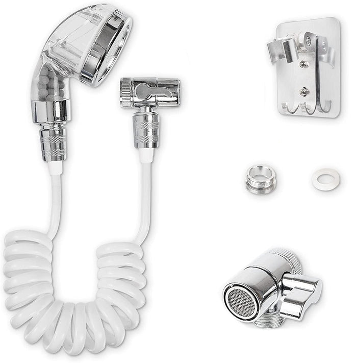 Doccetta per rubinetto lavandino portatile con tubo telescopico 1m e supporto