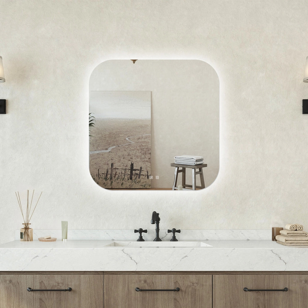 Specchio bagno Ovale 80x80cm Retroilluminato Con Led, Antiappannamento + 3 Luci