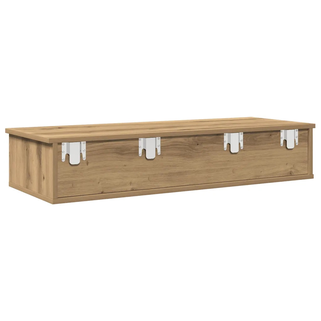 Scaffale a Parete con Cassetti Rovere 100x37,5x19 cm Truciolato 859967