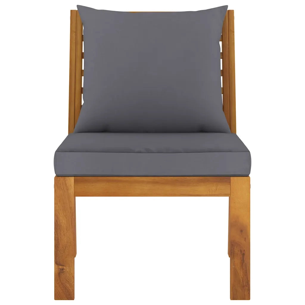 Divano Centrale Modulare Cuscini Grigio Scuro Massello Acacia cod mxl 67212
