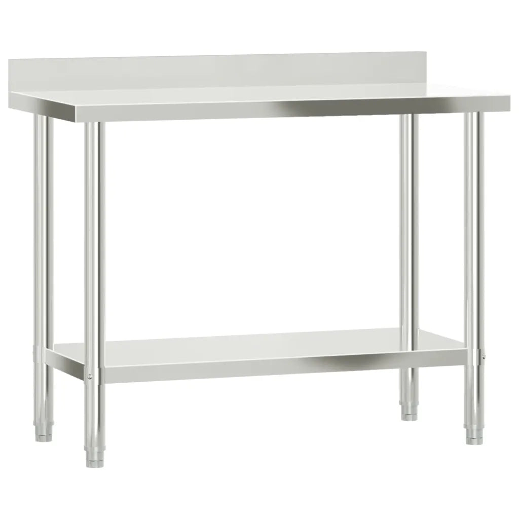 Tavolo Lavoro Cucina con Ripiano 110x55x120 cm Acciaio Inox