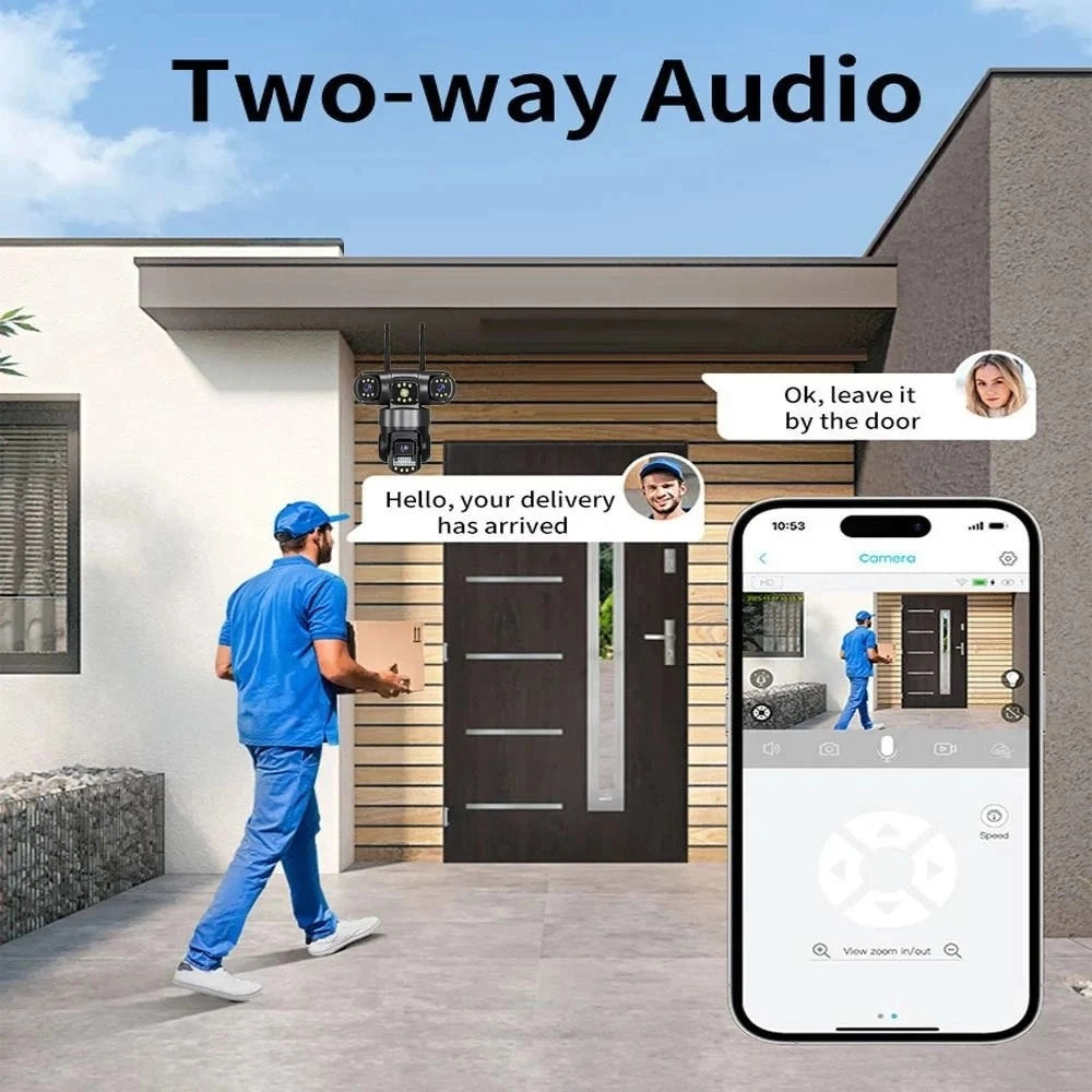 Trade Shop - Telecamera Di Sorveglianza Sicurezza Ip Ptz 4g 8k 12mp Tripla Lente Schermo Audio Q-g819 -