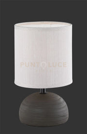 LUCI LAMPADA DA TAVOLO BASE CERAMICA MEZZA SFERA MARRONE PARALUME SABBIA H. 23CM D. 14CM ATTACCO E14