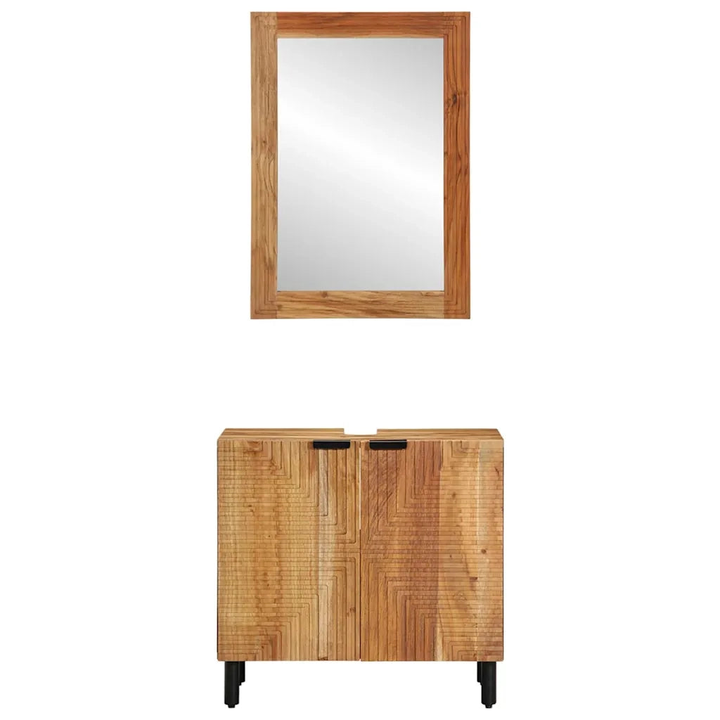 Set di mobili per il bagno con lo scaffale 2 pcs Marrone 3310012