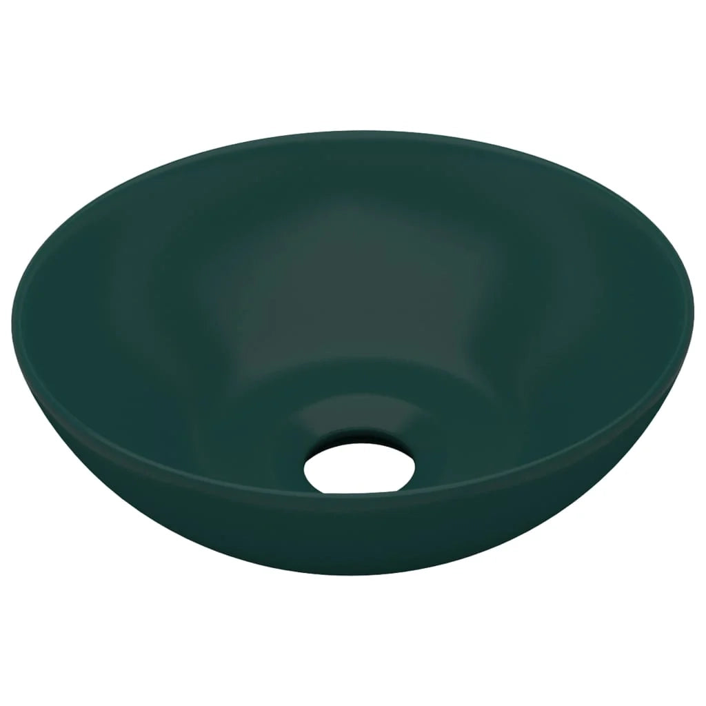 Lavandino rotondo per bagno lavabo da appoggio lavabo per WC lavello da cucina stanza per cosmetici arredamento per la casa 28 cm ceramica verde scuro 02_0002723