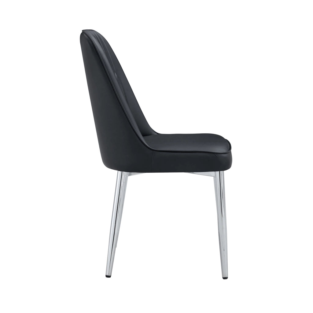 Sedie da Pranzo in Similpelle Nera con Gambe in Metallo ¨C MINIMAL ¨C Set 2 Pezzi
