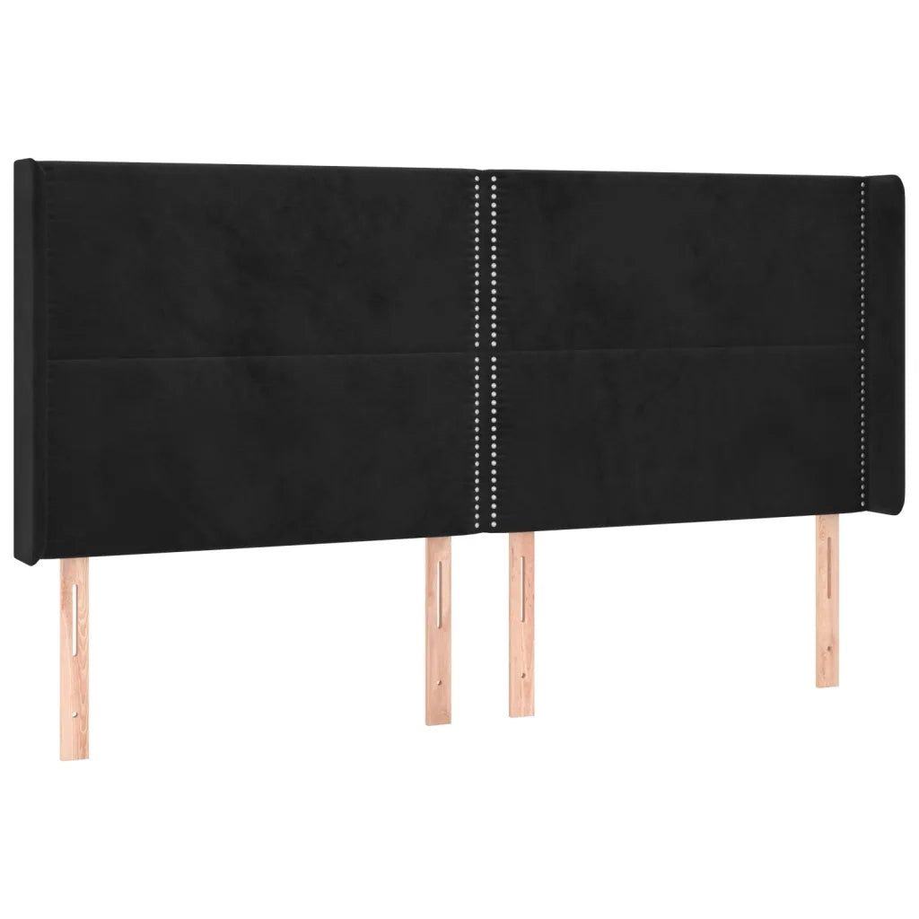 Testiera ad Orecchio Nera 163x16x118/128 cm in Velluto 3119496