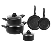 Trade Shop - Batteria Di Pentole Padelle Da 8pz Antiaderenti In Alluminio Manici In Bakelite Induzione -