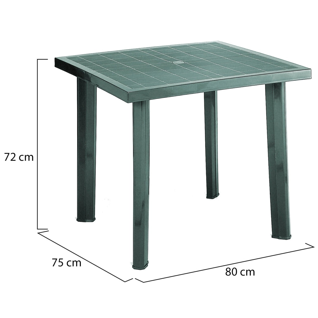 Tessner, Tavolo da Esterno 4 Posti Made in Italy, 80x75x72h cm Verde