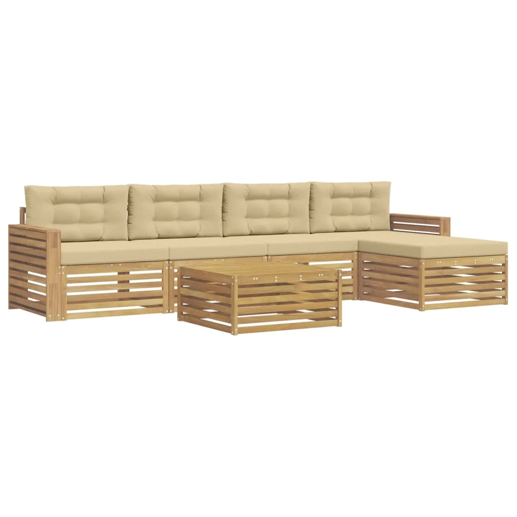 Set di divani da esterno 6 pz Bianco e Beige Poliestere 3390373