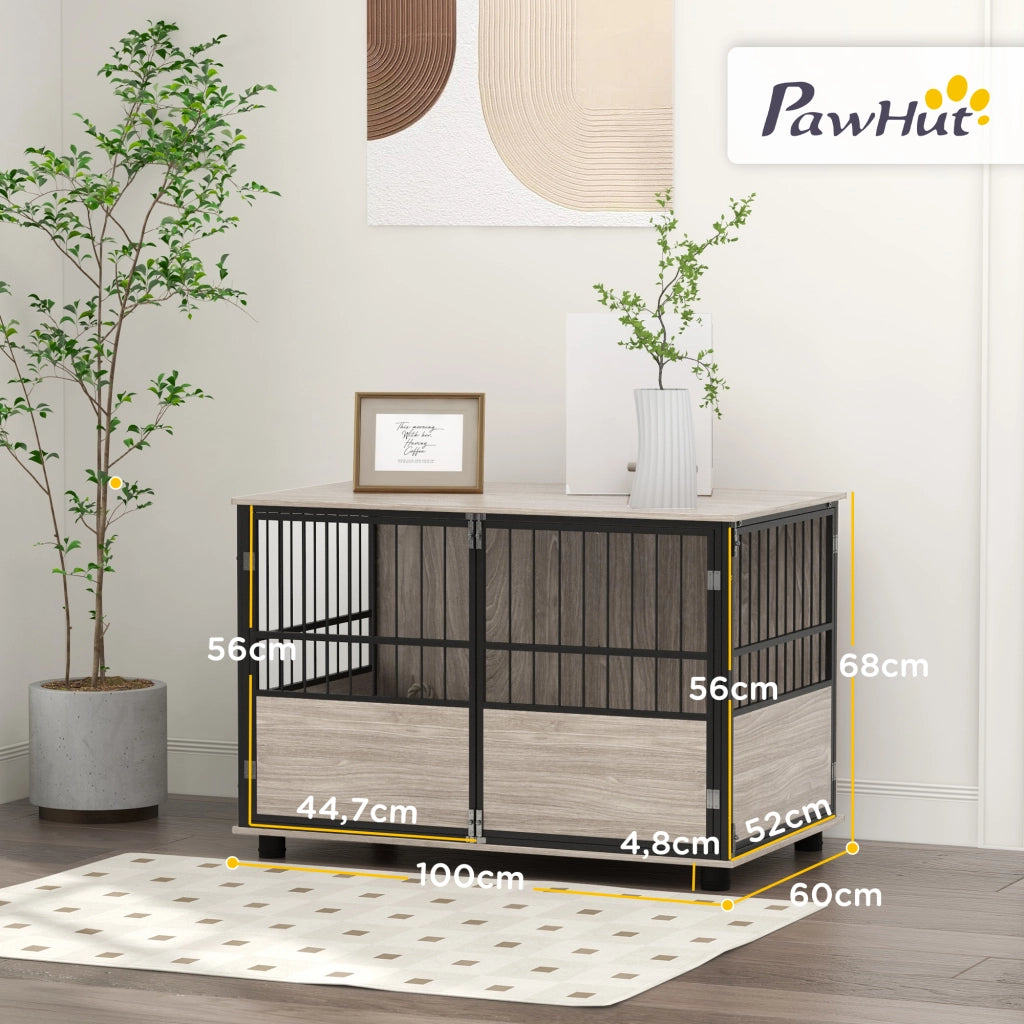 Casetta per cani robusta e stilosa ¨C zephmum ¨C 100x60x68cm, finitura noce e nero