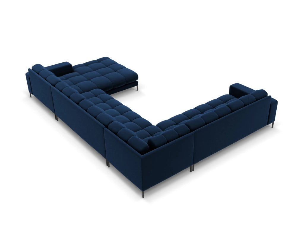 Cosmopolitan Design - Divano panoramico sinistro "Bali" 7 posti in velluto blu reale 