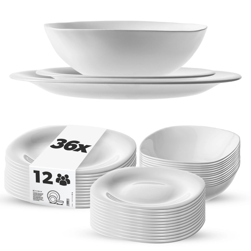 Servizio di stoviglie KADAX da 36 piatti, colore bianco