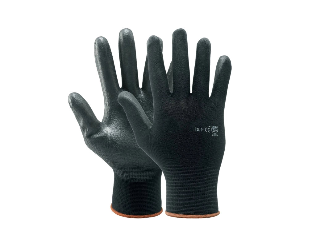 GUANTO POLIESTERE/POLIURETANO NERO IDEAL STAR Tg. 8 - 12 paia- IDEAL STAR