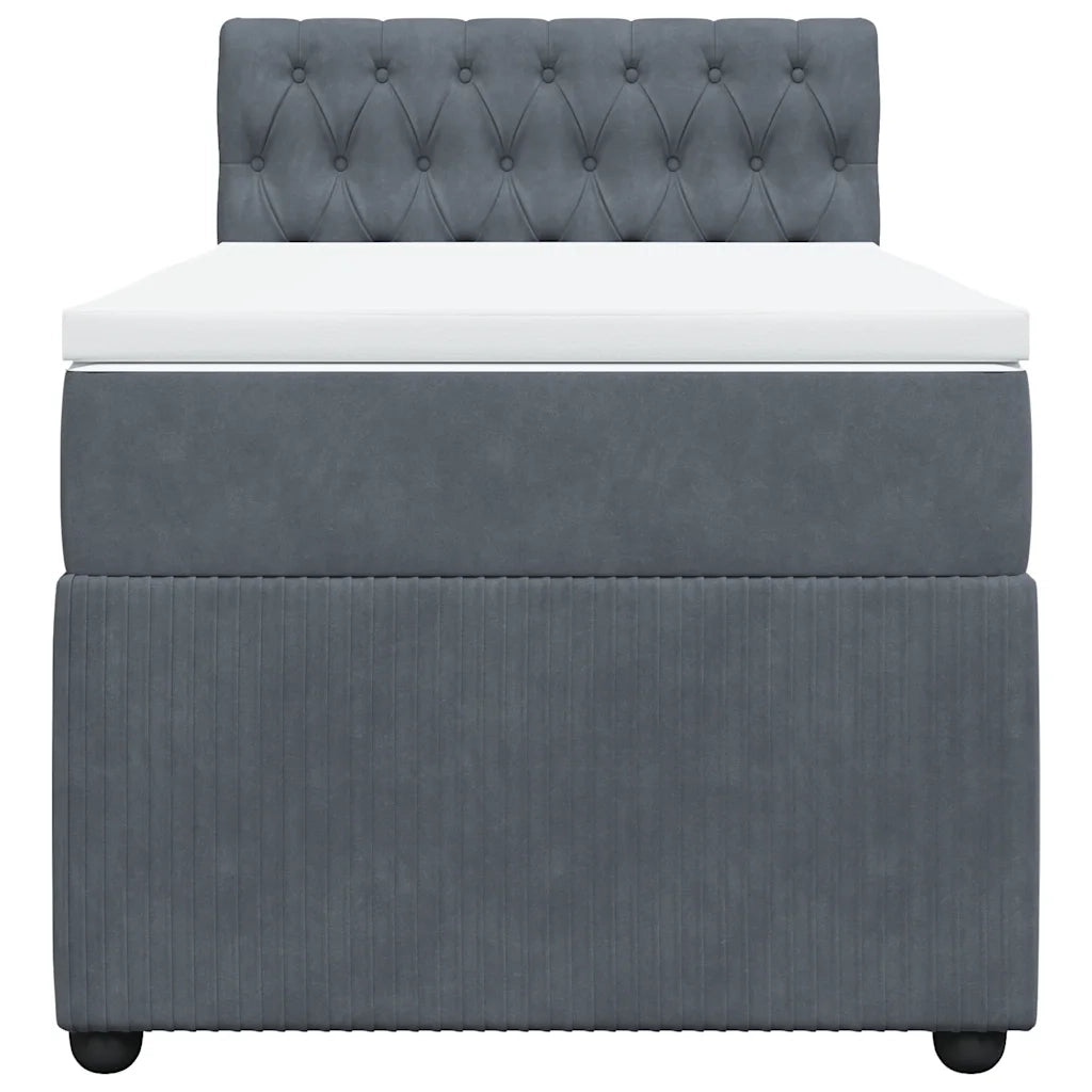 Giroletto a Molle con Materasso Grigio Scuro 80x200 cm Velluto