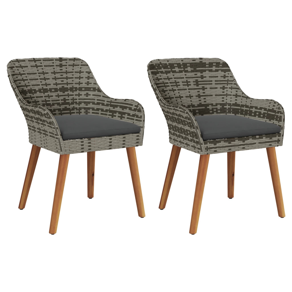 Poltrone da giardino con cuscini 2 pz Grigio in polirattan