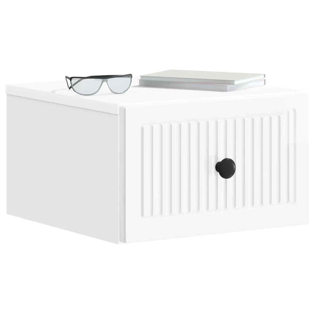 Mobiletto da notte a muro 2 pcs Bianco Lucido 33 x 34,5 x 20 cm