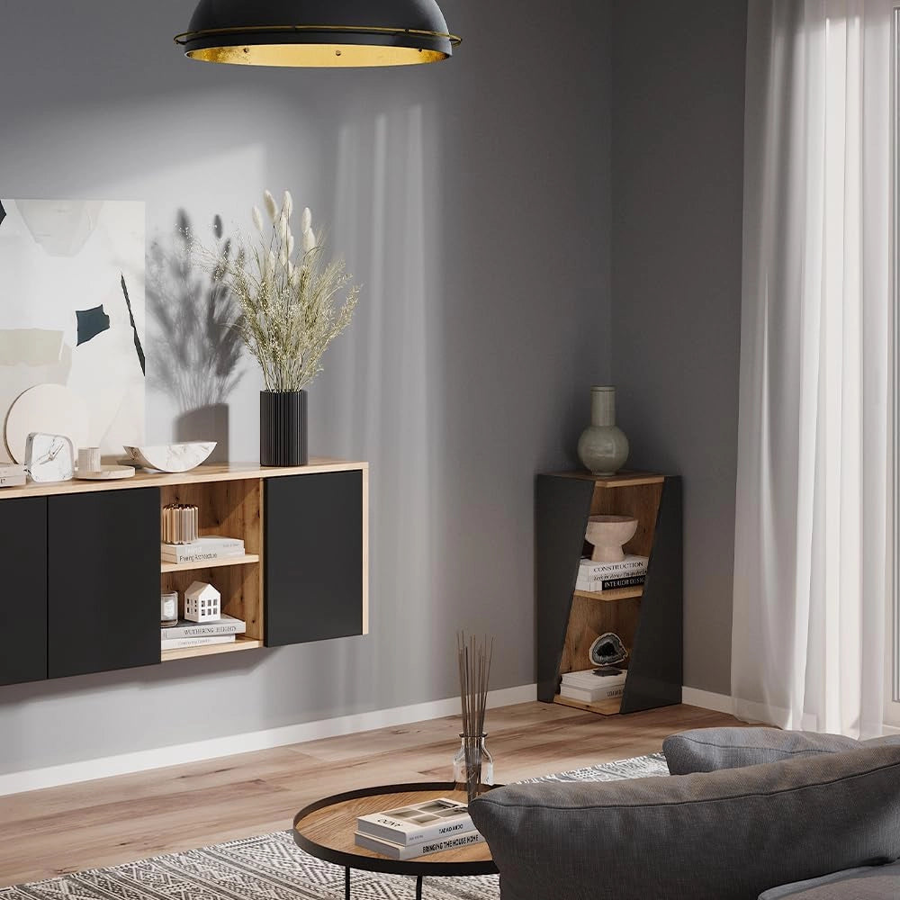 Mobiletto bagno Benno, Antracite, 31.6 x 70.5 cm con ripiani aperti, per la conservazione in bagno, combinabile con altri moduli
