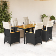 Set da Bistrò da Giardino 7 pz con Cuscini Nero in Polyrattan