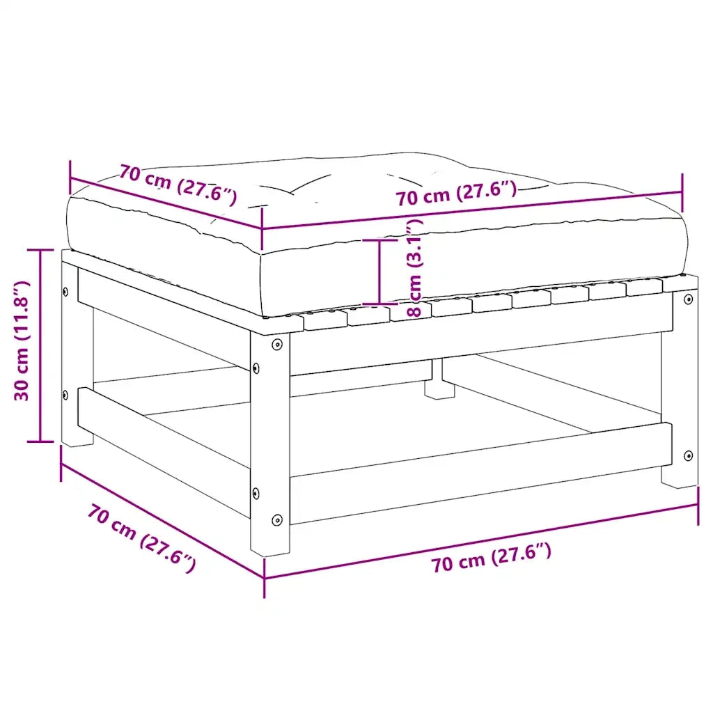 Poggiapiedi da Giardino e Cuscini 2 pz Marrone ambra Legno Pino CFW9568828