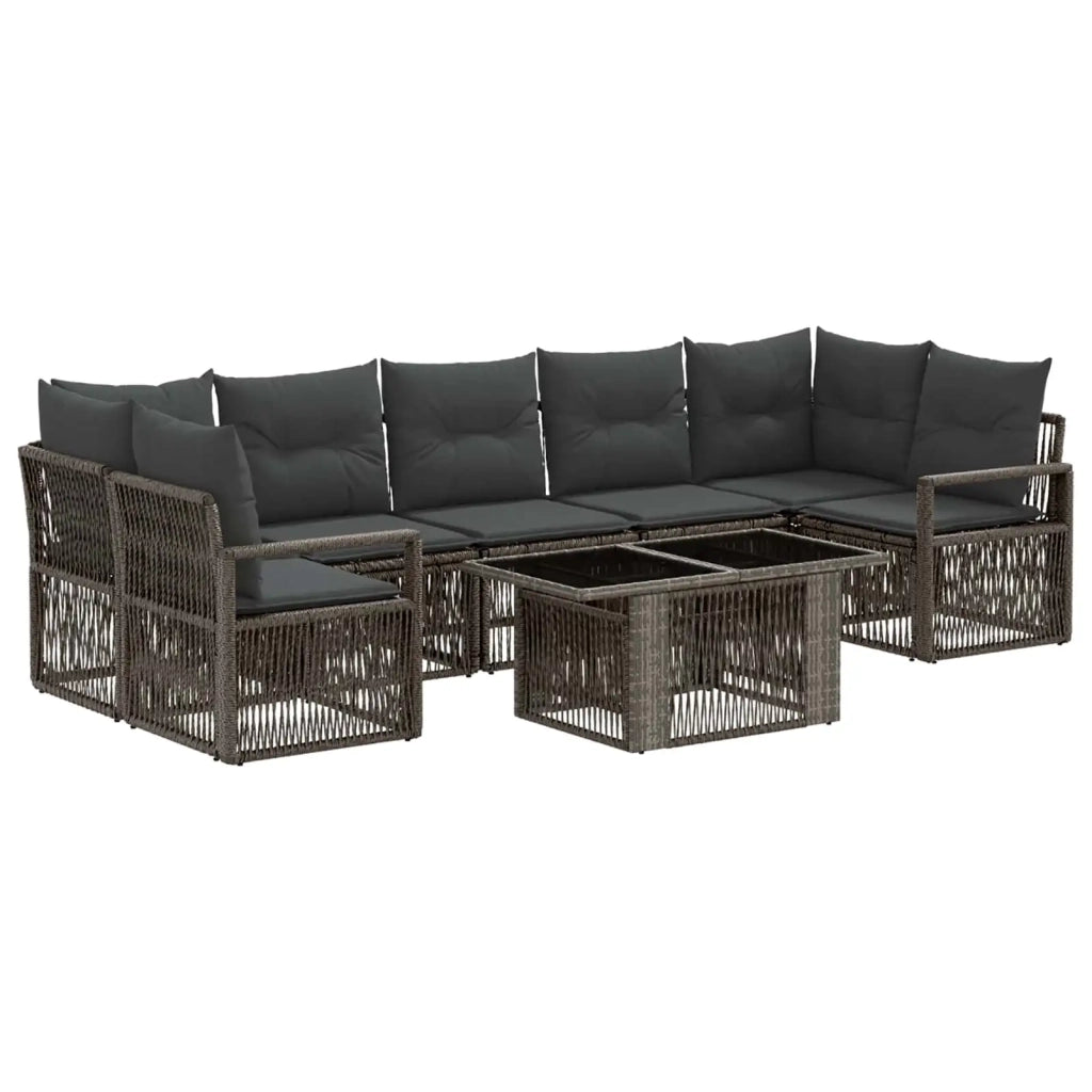 Set Divano da Giardino 8 pz Grigio e Grigio Scuro polyrattan 3437063