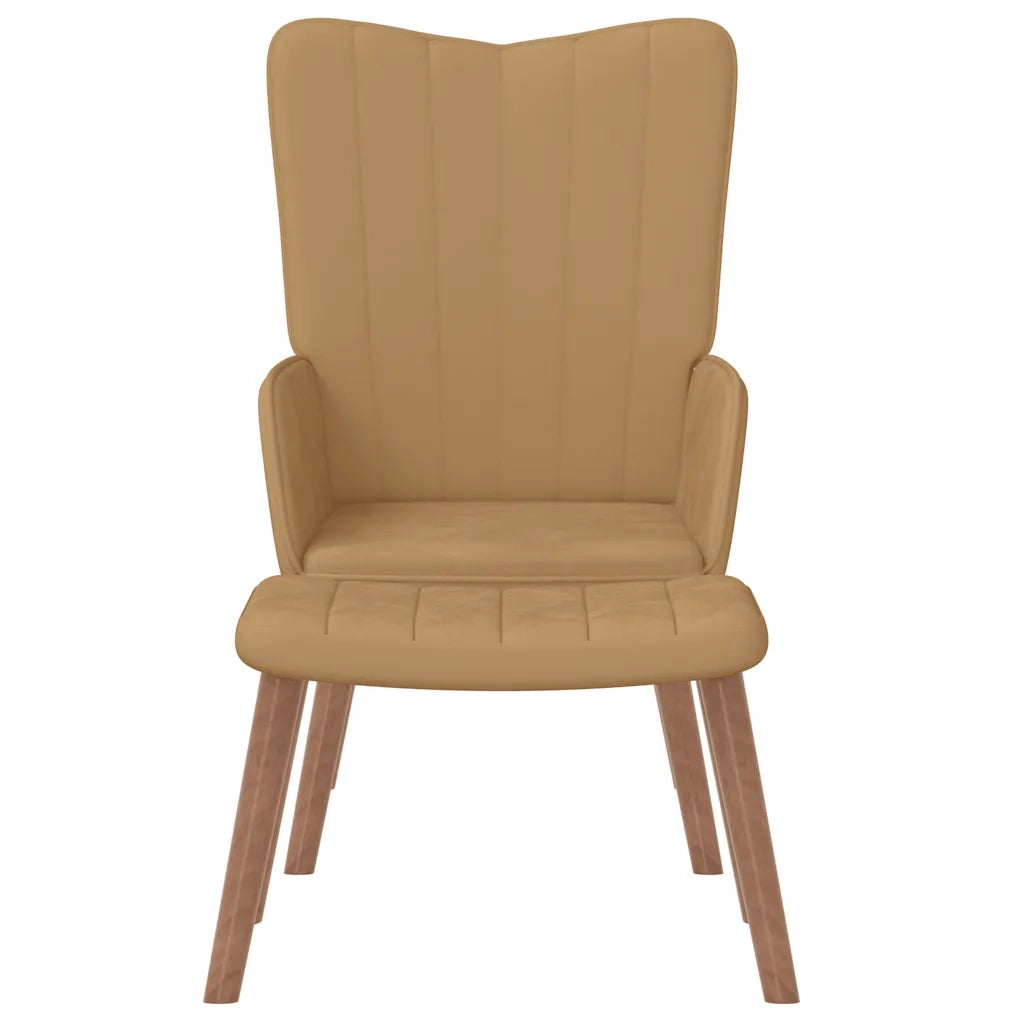 Poltrona Relax con Poggiapiedi Marrone in Velluto cod mxl 9077
