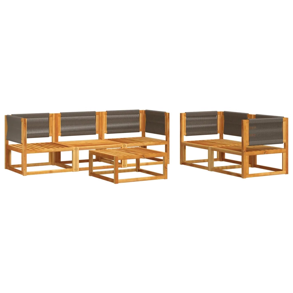 Set di divani da giardino 6 pezzi con cuscini in legno di acacia e corda 3278833