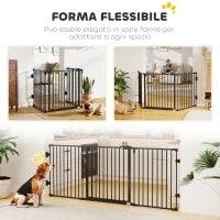 Cancellino per Cani Pieghevole in Acciaio con Chiusura Automatica, 202.5x2x76cm, Nero