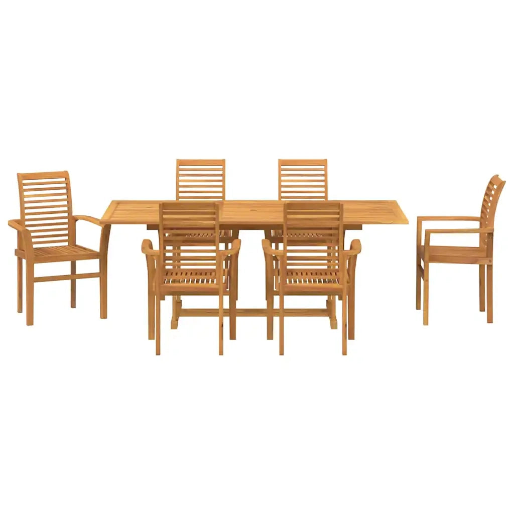 vidaXL Set da Pranzo per Giardino 7 pcs Marrone 200 x 100 x 75 cm