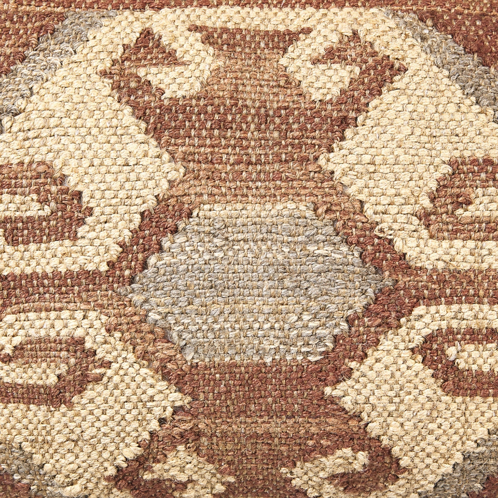 Pouf multicolore in lana di iuta 50 x 50 x 30 cm con motivo geometrico quadrato Moderno Poggiapiedi  imbottito