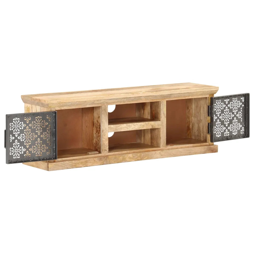 Mobile Porta TV Ante in Acciaio 120x30x40 cm Mango Massello 289095