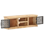Mobile Porta TV Ante in Acciaio 120x30x40 cm Mango Massello 289095