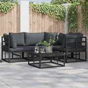 vidaXL Set Divano da Giardino con cuscino 5 pcs Nero Alluminio