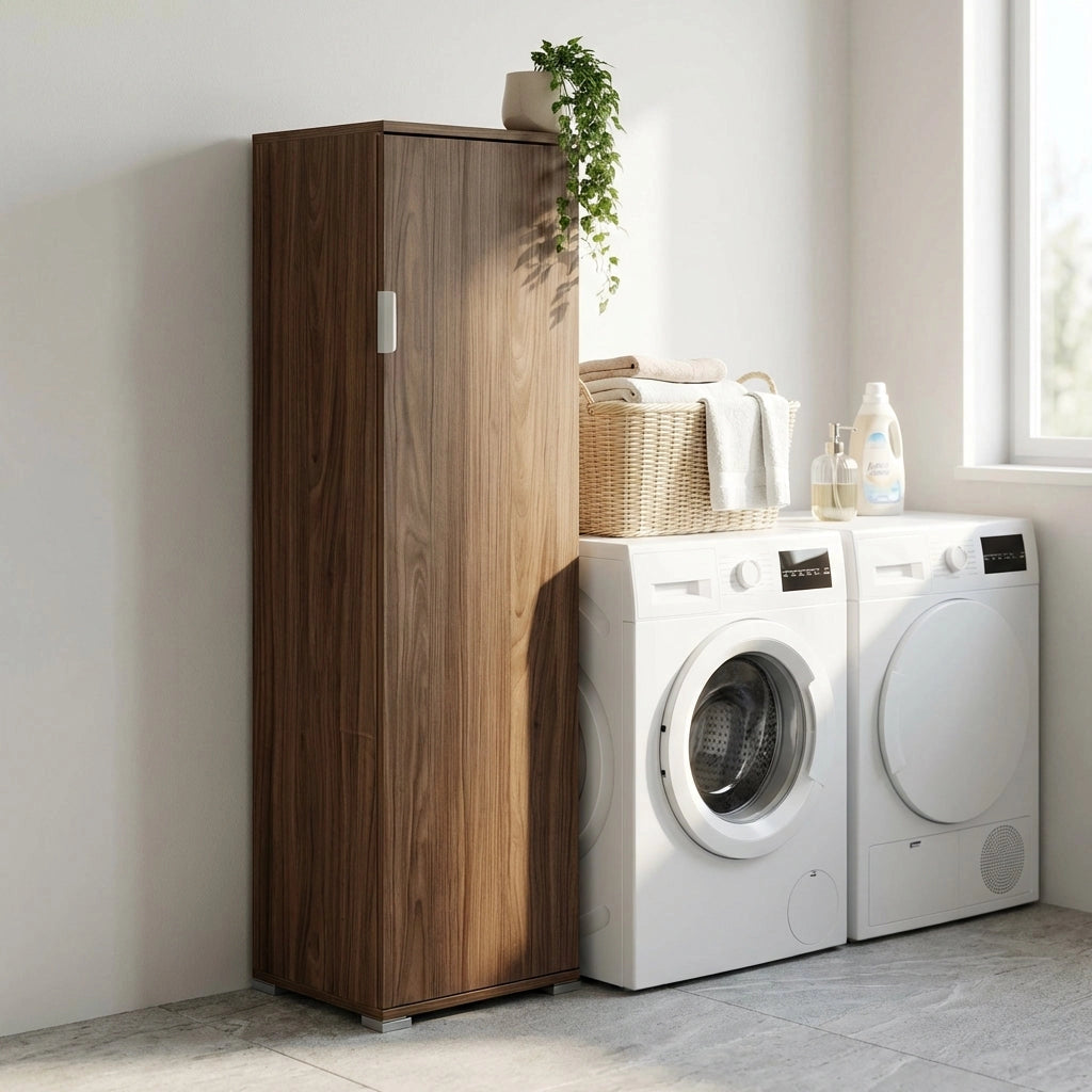 Armadietto da Bagno un anta 4 ripiani in Legno Composito cm 40x33x151 - ZAK