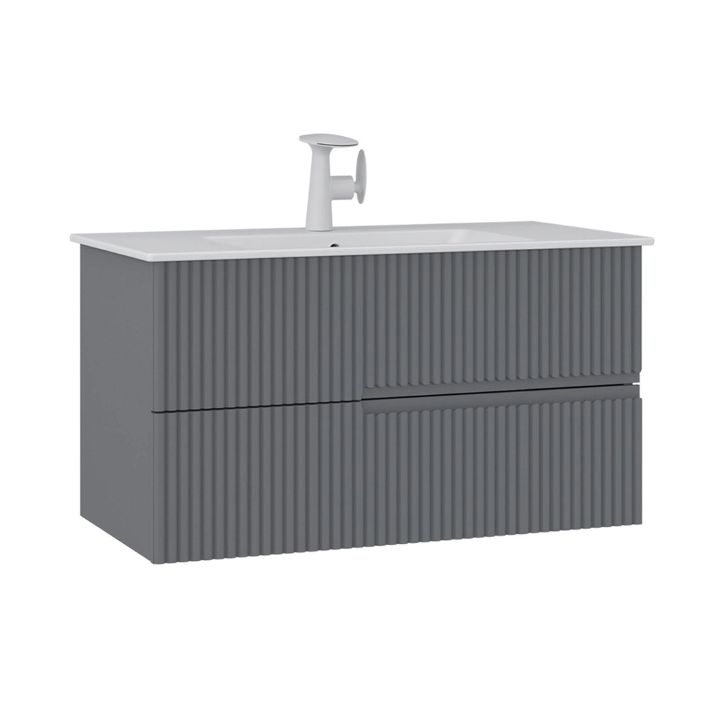 Mobile lavabo "Moonlight 90 v2" - 91 x 51 x 51 cm - Grigio opaco