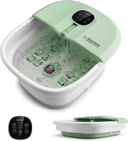 Pediluvio Massaggiatore Piedi Elettrico, Pediluvio Idromassaggio Plantare Pieghevole con Telecomando, 3 Temperature Regolabili, Timer, Fino al 45 (Verde)