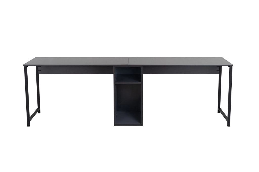 Scrivania doppia in legno - 240 x 60 x 74 cm - Antracite/Nero