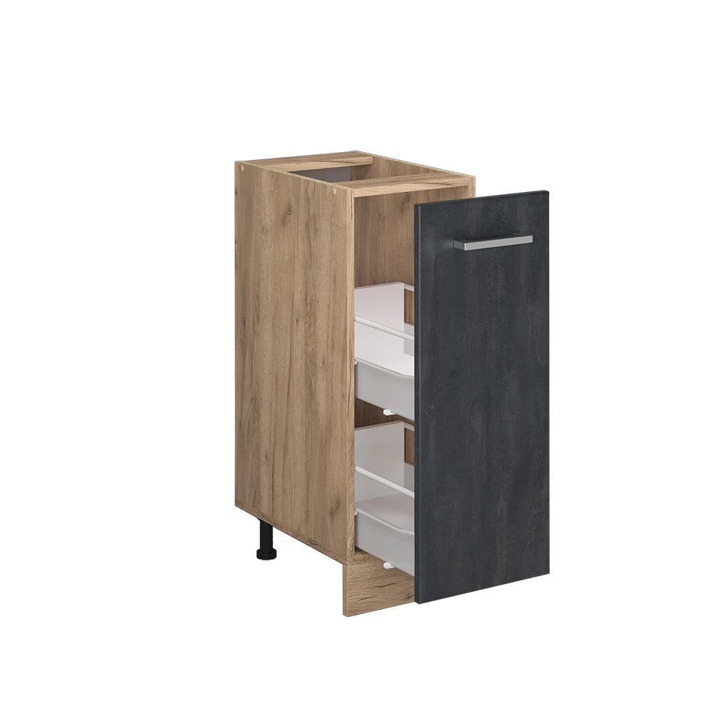 Armadio cucina dispensa alto R-Line Calce nera/Rovere dorato 30 cm PL Marmo Vicco