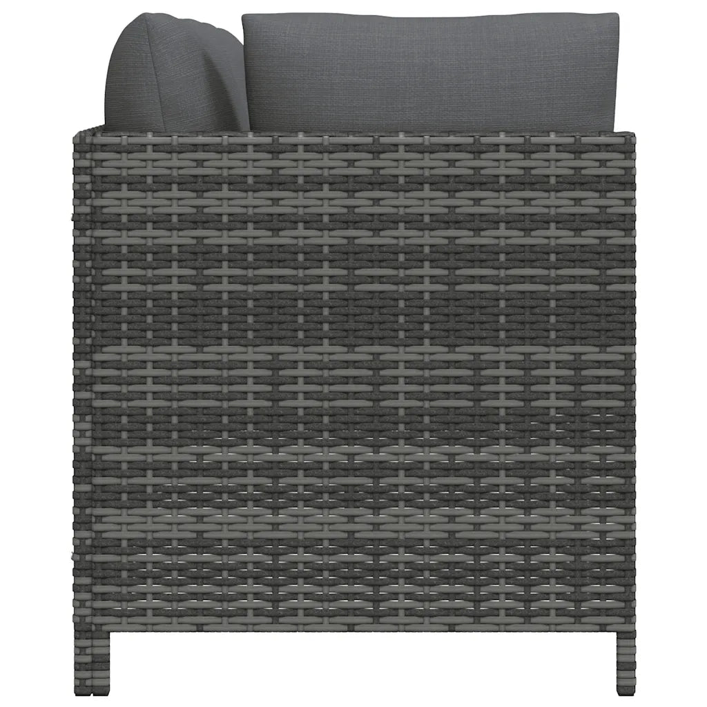 Set Divani da Giardino 3 pz | Set Salotto da Giardino con Cuscini in Polyrattan Grigio