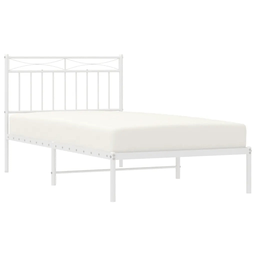 Giroletto con Testiera Metallo Bianco 100x190 cm 373734