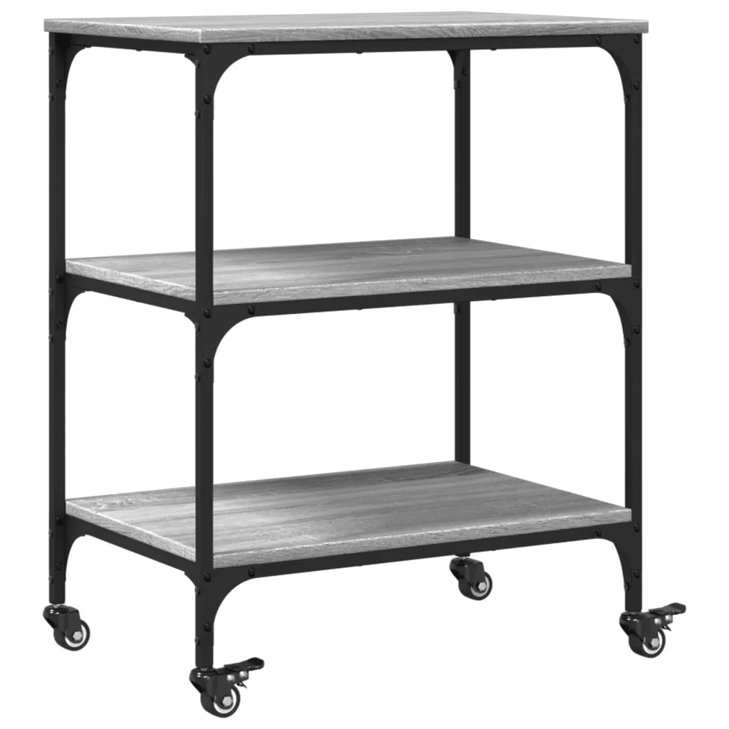Carrello da Cucina-Scaffale per Cucina Grigio Sonoma 60x41x76 cm Legno Multistrato