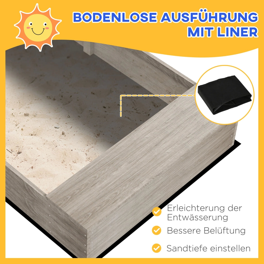 Sabbiera con stazione d'acqua e fioriere ¨C Xylo ¨C legno massello trattato grigio 154x80x60cm