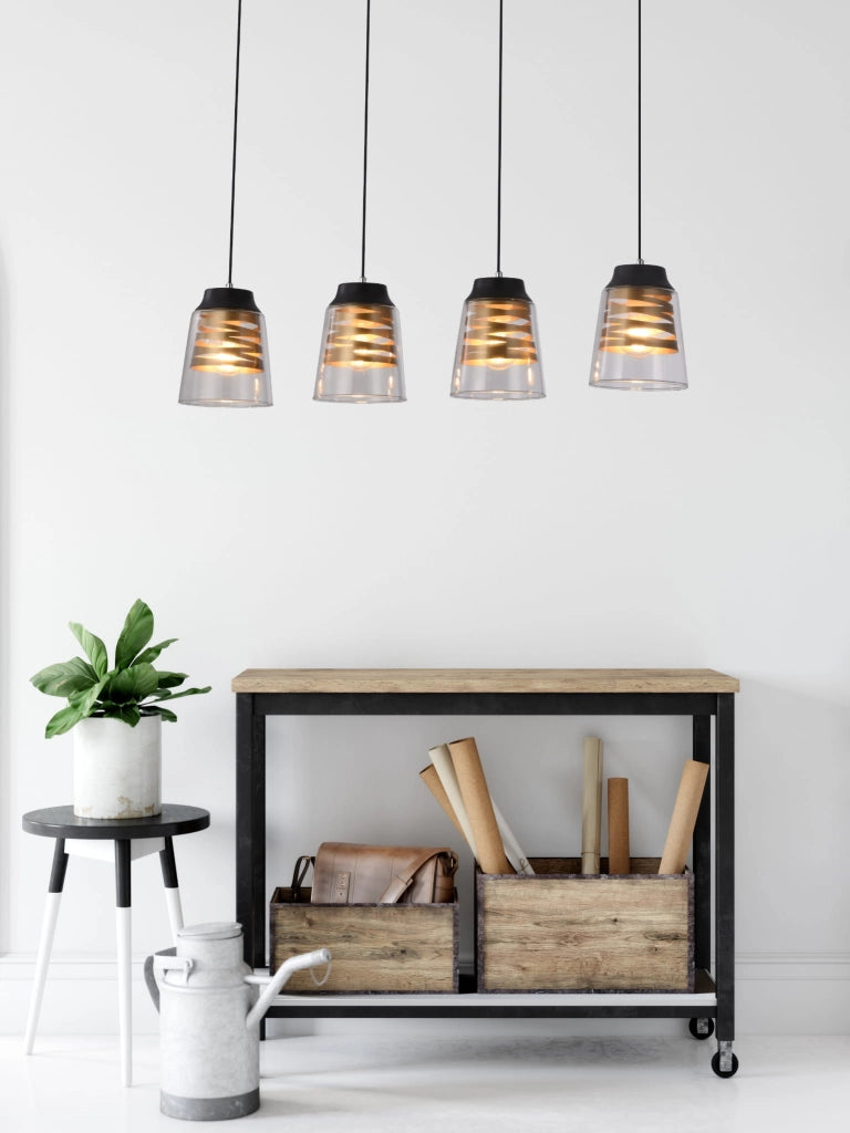 Lampadario Candellux Fresno 4xE27 nero/trasparente