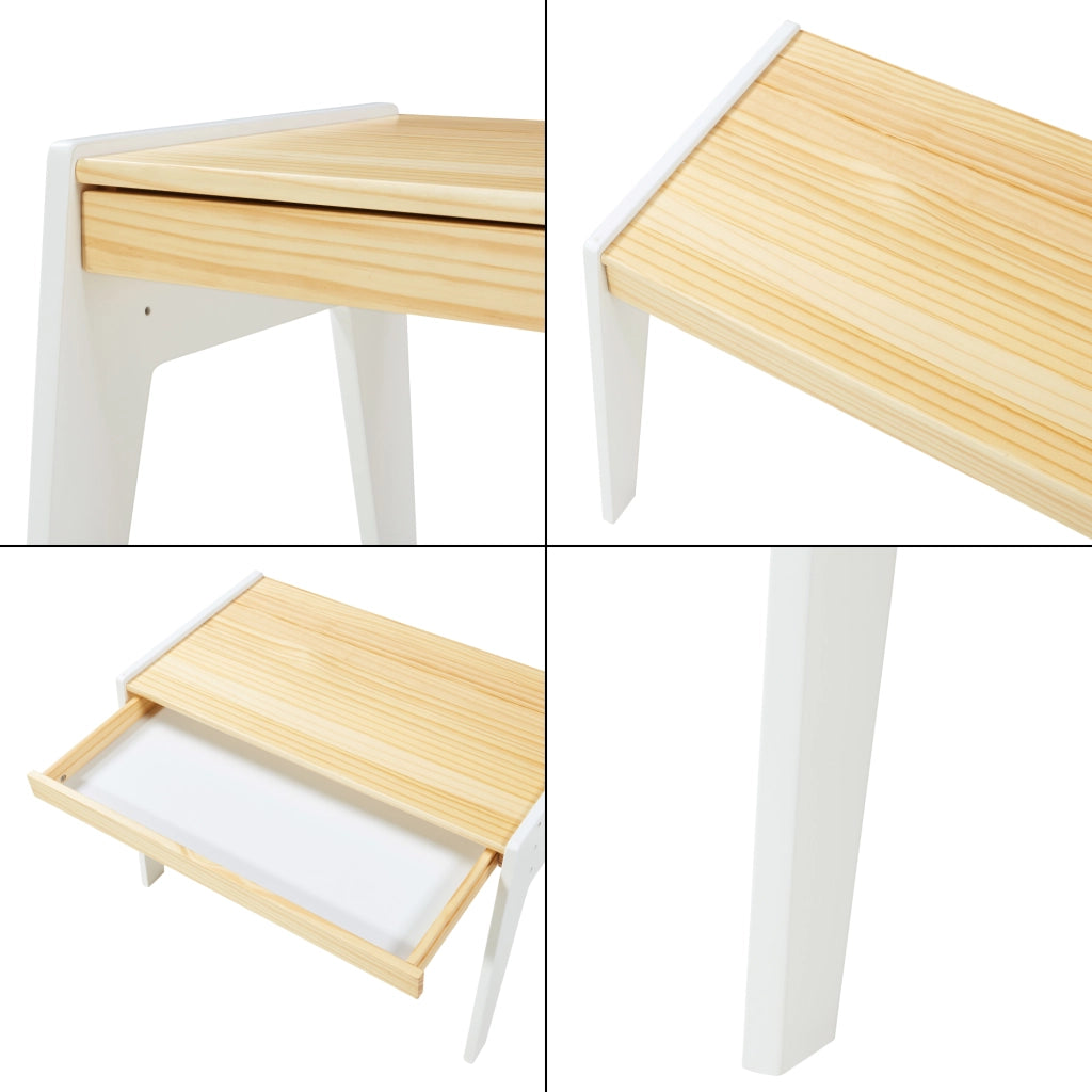 Set Skinnskatteberg Tavolo e Sedia per Bimbi - Legno Naturale / Bianco [en.casa]