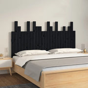 Testiera da Parete-Testiera a Muro-Testata Decorativa Nera 146,5x3x80 cm in Legno Massello di Pino