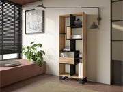 Libreria scaffale, 174x67x31, Design industriale, Rovere e nero RF4114