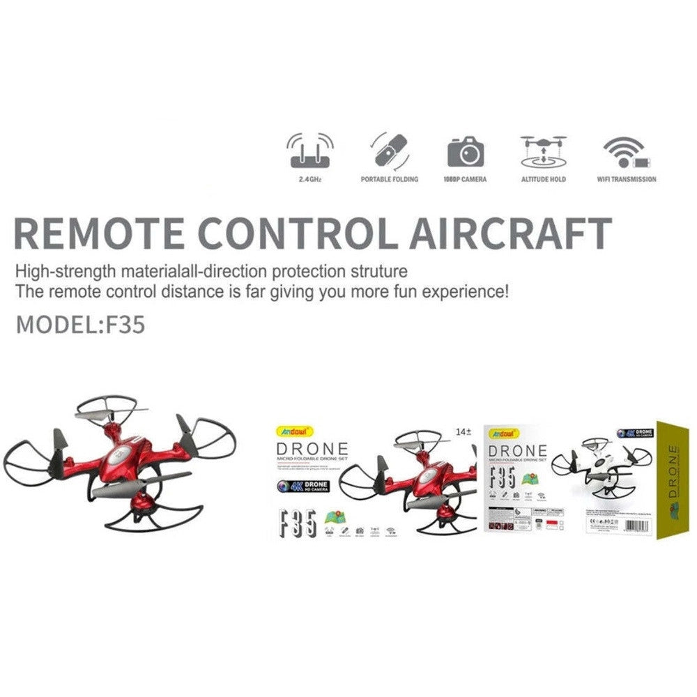 Trade Shop - Drone F35 Con Telecamera 4k Hd Quadricottero Rc Pieghevole Controller A Batteria 600mah -
