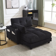 OKWISH Poltrona Relax con Porta USB, Portabicchieri, Tasca Laterale e Poggiatesta Regolabile, Velluto a Coste, Nero