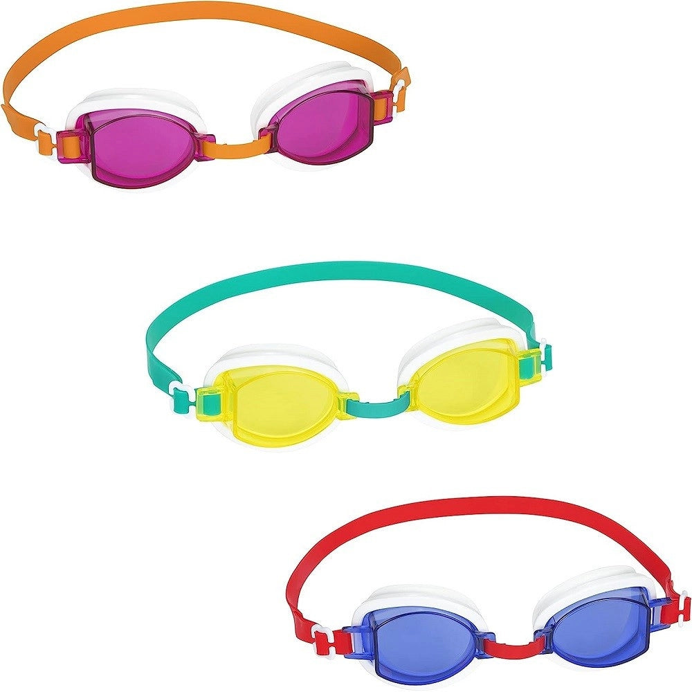 Trade Shop - Occhialini Da Nuoto Per Bambini Ocean Wave Silicone Protezione Uv 3 Colori 21048 -